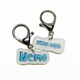 Blue 3D Handwriting Font - 2x Tags Dog Name Tags by Bashtags