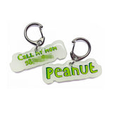 Green 3D Handwriting Font - 2x Tags Dog Name Tags by Bashtags