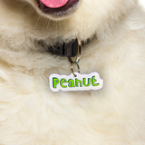 Green 3D Handwriting Font - 2x Tags Dog Name Tags by Bashtags