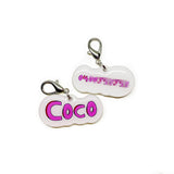 Pink 3D Handwriting Font - 2x Tags Dog Name Tags by Bashtags