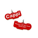 Red Arial Bold - 2x Tags Dog Name Tags by Bashtags