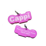 Tickle-Me Pink Arial Bold - 2x Tags Dog Name Tags by Bashtags