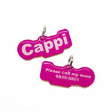Vivid Pink Arial Bold - 2x Tags Dog Name Tags by Bashtags