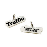 White Arial Bold - 2x Tags Dog Name Tags by Bashtags