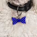 Big Polka Navy Blue - 2x Tags Dog Name Tags by Bashtags