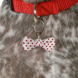 Round Club Polka Dots White - 2x Tags Dog Name Tags by Bashtags