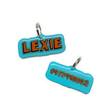 Lake Blue + Orange Superhero Comics - 2x Tags Dog Name Tags by Bashtags