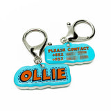 Lake Blue + Orange Superhero Comics - 2x Tags Dog Name Tags by Bashtags