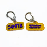Orange + Purple Superhero Comics - 2x Tags Dog Name Tags by Bashtags