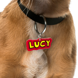 Red + Yellow Superhero Comics - 2x Tags Dog Name Tags by Bashtags