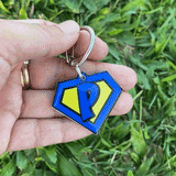 Blue Superhero Emblem - 2x Tags Dog Name Tags by Bashtags