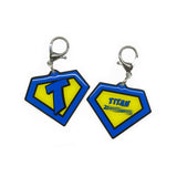 Blue Superhero Emblem - 2x Tags Dog Name Tags by Bashtags