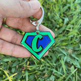 Green Superhero Emblem - 2x Tags Dog Name Tags by Bashtags