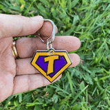 Orange Superhero Emblem - 2x Tags Dog Name Tags by Bashtags