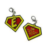 Yellow Superhero Emblem Dog Name Tags by Bashtags