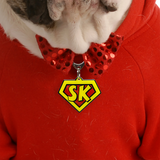 Yellow Superhero Emblem Dog Name Tags by Bashtags