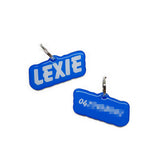 Electric Blue Goofy Font Dog Name Tags by Bashtags