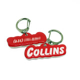 Red Goofy Font - 2x Tags Dog Name Tags by Bashtags
