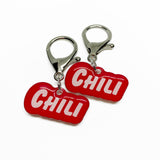 Red Goofy Font - 2x Tags Dog Name Tags by Bashtags