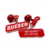 Metal colored trigger clip and bell sets Dog Name Tags by Bashtags