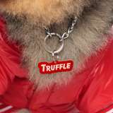 Red Goofy Font - 2x Tags Dog Name Tags by Bashtags