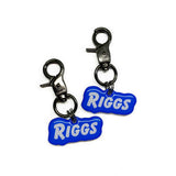 Steel Blue Goofy Font - 2x Tags Dog Name Tags by Bashtags