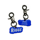 Steel Blue Goofy Font - 2x Tags Dog Name Tags by Bashtags