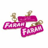 Vivid Pink Goofy Font - 2x Tags Dog Name Tags by Bashtags