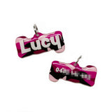 Camo Hot Fuchsia Rock-Sugar Font - 2x Tags Dog Name Tags by Bashtags