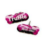 Camo Hot Fuchsia Rock-Sugar Font - 2x Tags Dog Name Tags by Bashtags
