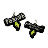 Black + Mustard Green Lightning Bolt - 2x Tags Dog Name Tags by Bashtags