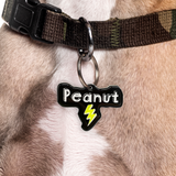Black + Mustard Green Lightning Bolt Dog Name Tags by Bashtags