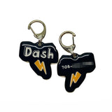 Black + Orange Lightning Bolt - 2x Tags Dog Name Tags by Bashtags
