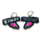 Black + Vivid Pink Lightning Bolt - 2x Tags Dog Name Tags by Bashtags