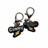 Black + Orange Lightning Bolt - 2x Tags Dog Name Tags by Bashtags