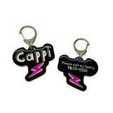 Black + Vivid Pink Lightning Bolt - 2x Tags Dog Name Tags by Bashtags