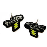 Black + Mustard Green Lightning Bolt - 2x Tags Dog Name Tags by Bashtags