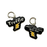 Black + Orange Lightning Bolt - 2x Tags Dog Name Tags by Bashtags