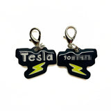 Black + Mustard Green Lightning Bolt - 2x Tags Dog Name Tags by Bashtags