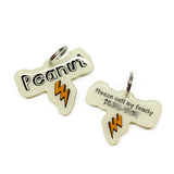 Linen + Carrot Lightning Bolt - 2x Tags Dog Name Tags by Bashtags