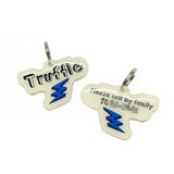 Linen + Lake Blue Lightning Bolt - 2x Tags Dog Name Tags by Bashtags