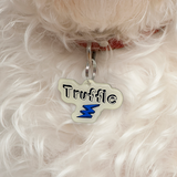 Linen + Lake Blue Lightning Bolt - 2x Tags Dog Name Tags by Bashtags