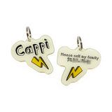 Linen + Saffron Lightning Bolt - 2x Tags Dog Name Tags by Bashtags