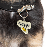 Linen + Saffron Lightning Bolt - 2x Tags Dog Name Tags by Bashtags