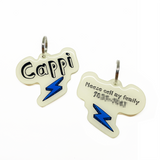Linen + Lake Blue Lightning Bolt - 2x Tags Dog Name Tags by Bashtags