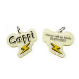 Linen + Saffron Lightning Bolt - 2x Tags Dog Name Tags by Bashtags