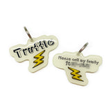 Linen + Saffron Lightning Bolt - 2x Tags Dog Name Tags by Bashtags