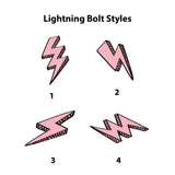 White + Baby Pink Lightning Bolt - 2x Tags Dog Name Tags by Bashtags