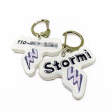 White + Lavender Lightning Bolt - 2x Tags Dog Name Tags by Bashtags