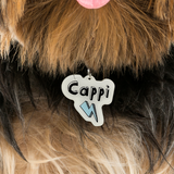 White + Baby Blue Lightning Bolt - 2x Tags Dog Name Tags by Bashtags